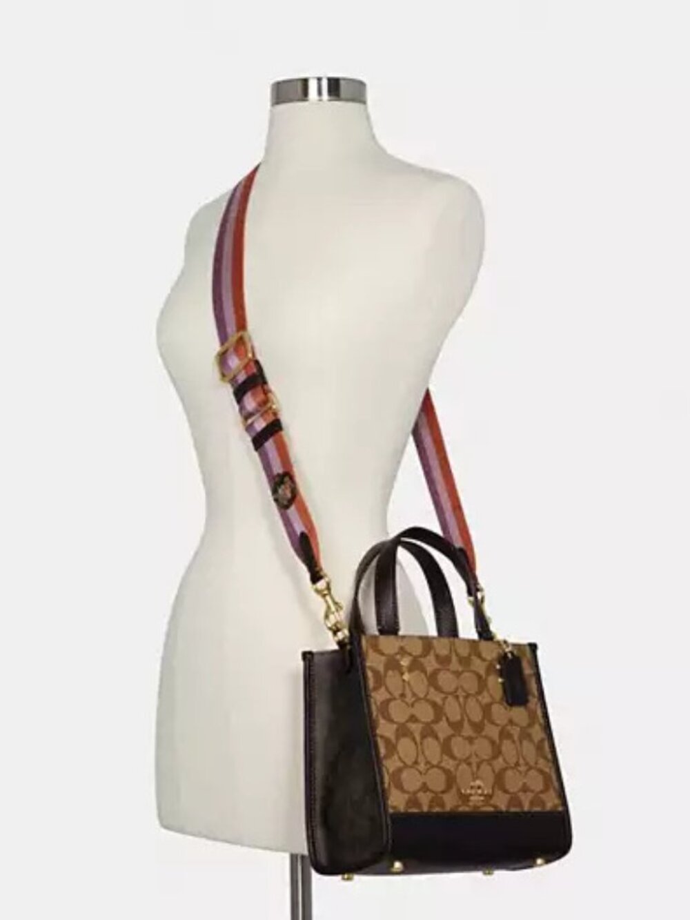 NWT Coach Dempsey Tote Bag 22 In Colourblock Signature Canvas With Disco Patches - Picture 2 of 14